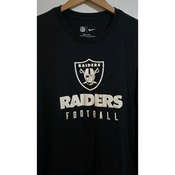 Raiders Shirt Mens Sz L Black Pullover Nike Long Sleeve NFL Football Crew Sports - Picture 3 of 6